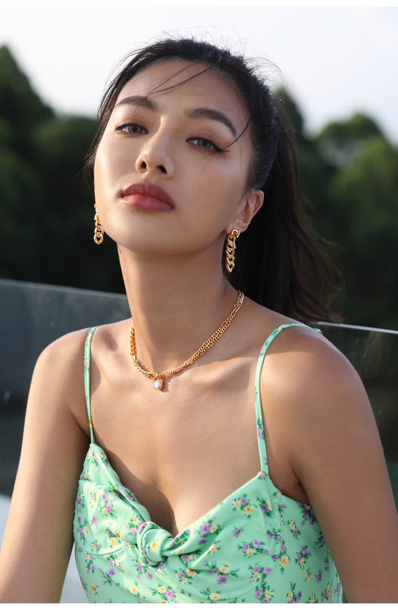 Classicharms Double Layered Solitaire Pendant Necklace, Alternate, color, Gold