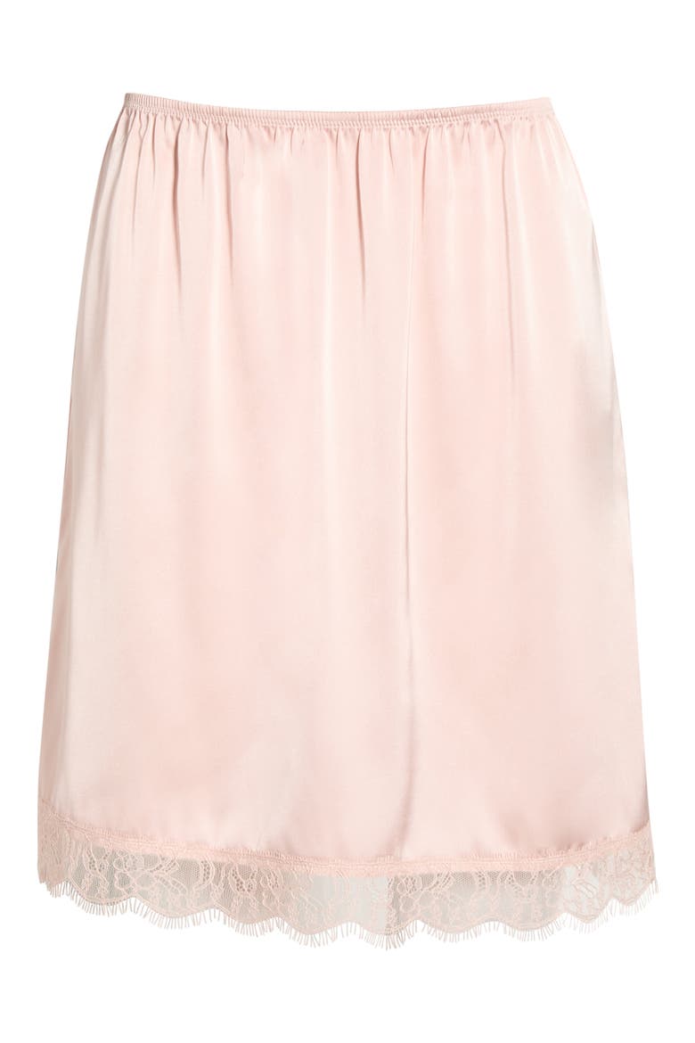 Scalloped Lace Trim Satin Slip Skirt, Alternate, color, PINK SEPIA