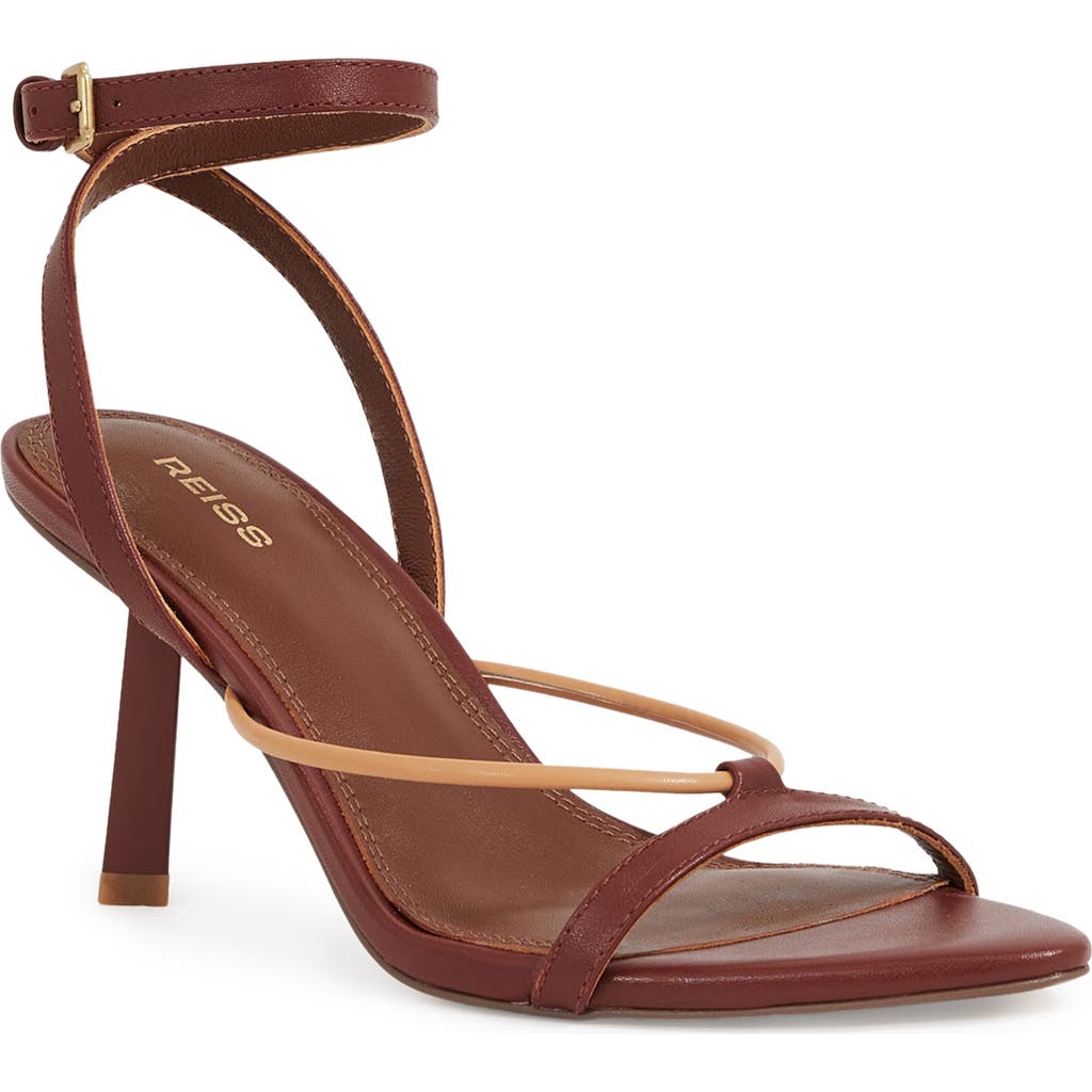 Reiss Tan Leather Strappy Heeled Sandals
