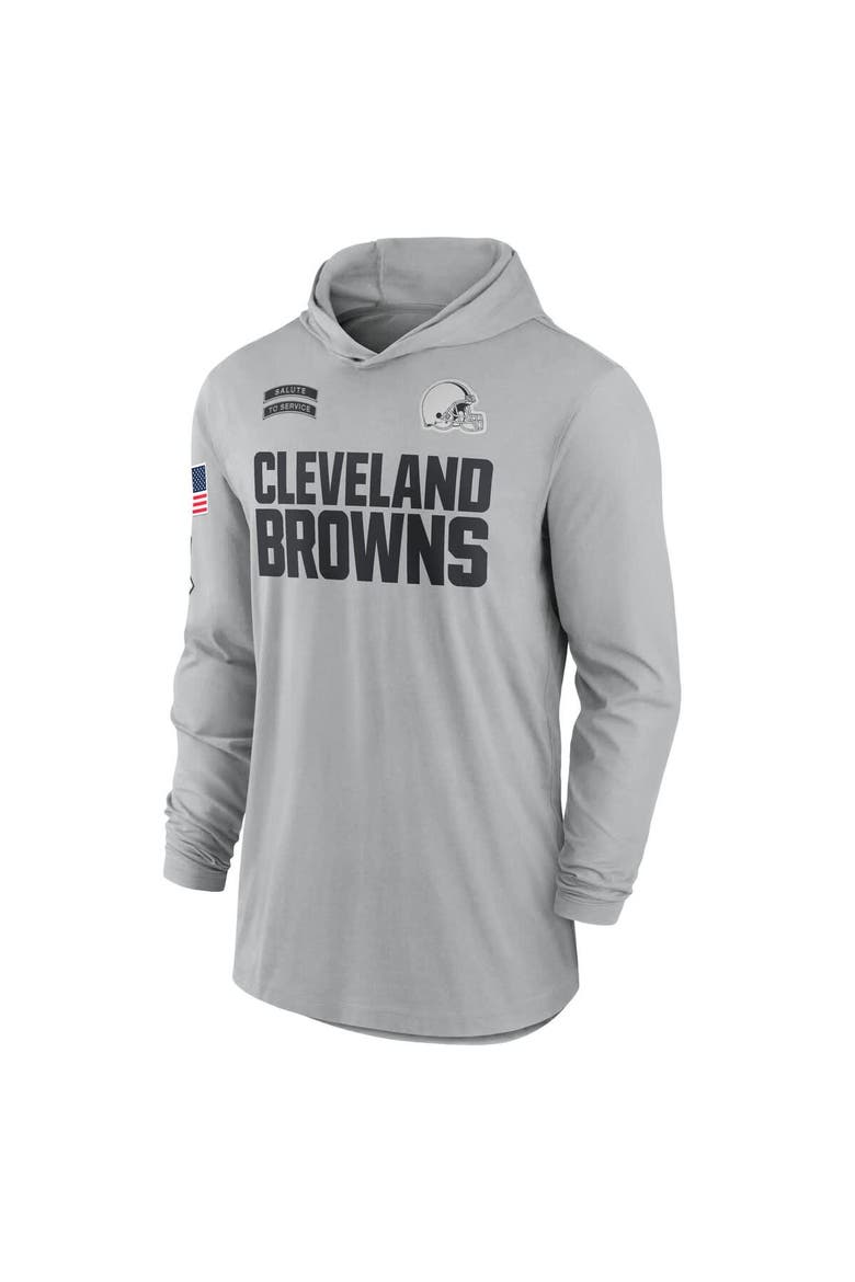 Men's Nike Gray Cleveland Browns 2024 Salute to Service Lightweight Performance Long Sleeve Hooded T-Shirt, Alternate, color, Gray