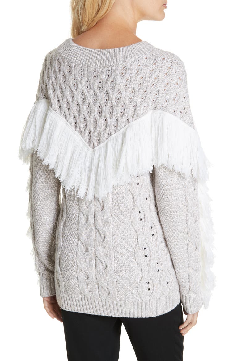 Ulla Fringe Wool Sweater, Alternate, color, IVORY/ OATMEAL
