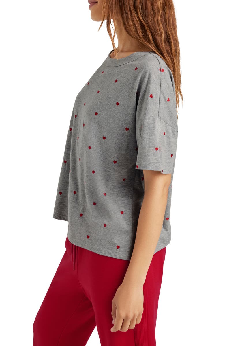 Splendid Embroidered Hearts Cotton Blend T-Shirt, Alternate, color, 