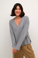 Kaffe Lola V-neck Striped Loose Fit Pullover