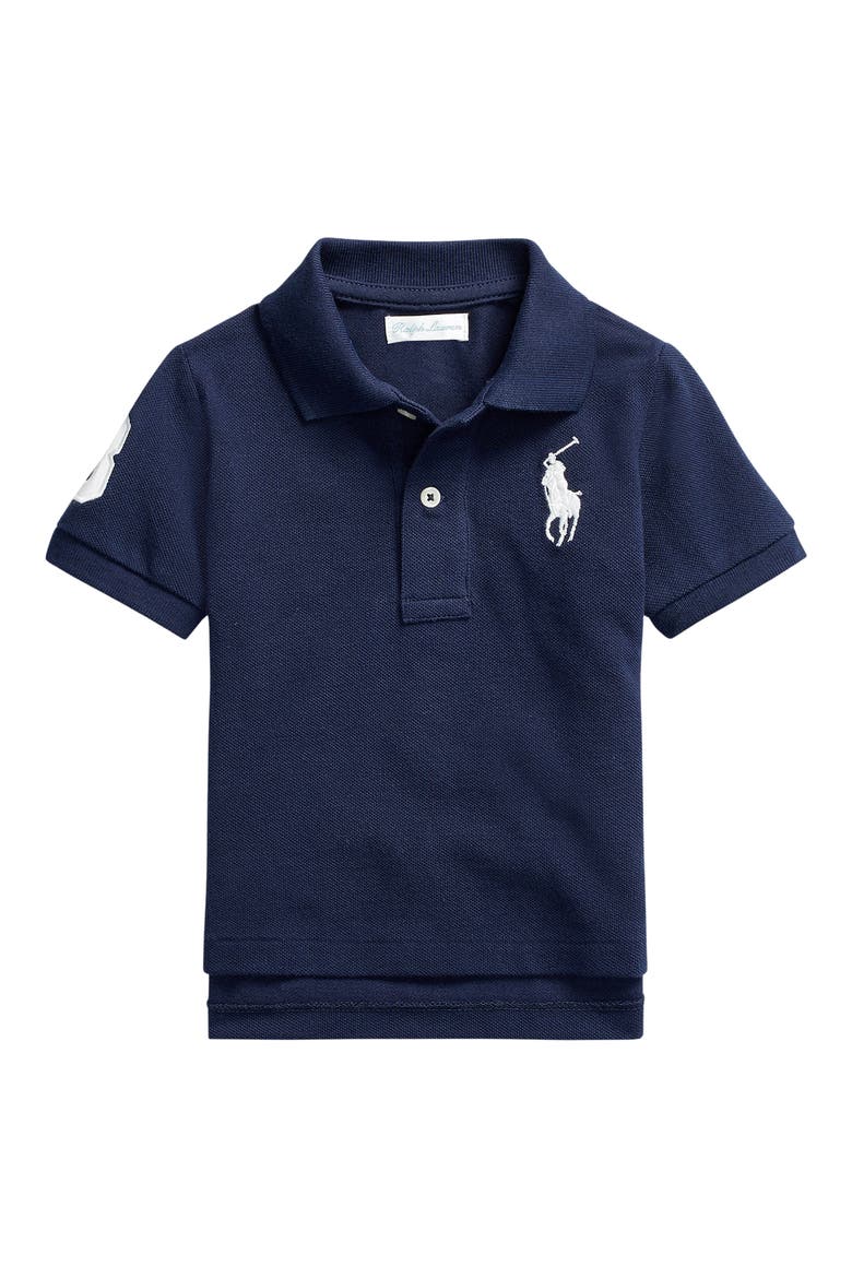 Mesh Sleeve Cotton Polo, Main, color, REFINED NAVY