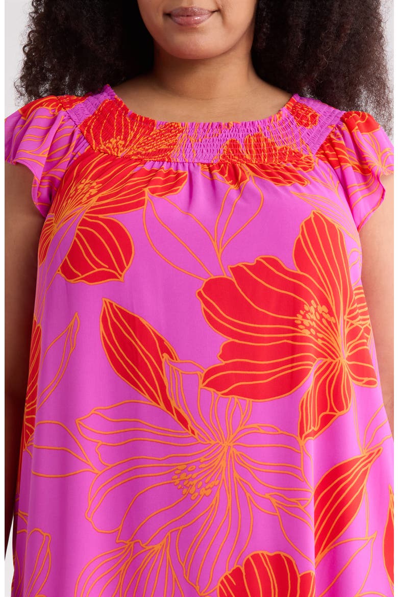 Blakely Floral Jane Midi Dress, Alternate, color, ORANGE-PINK-MULTI