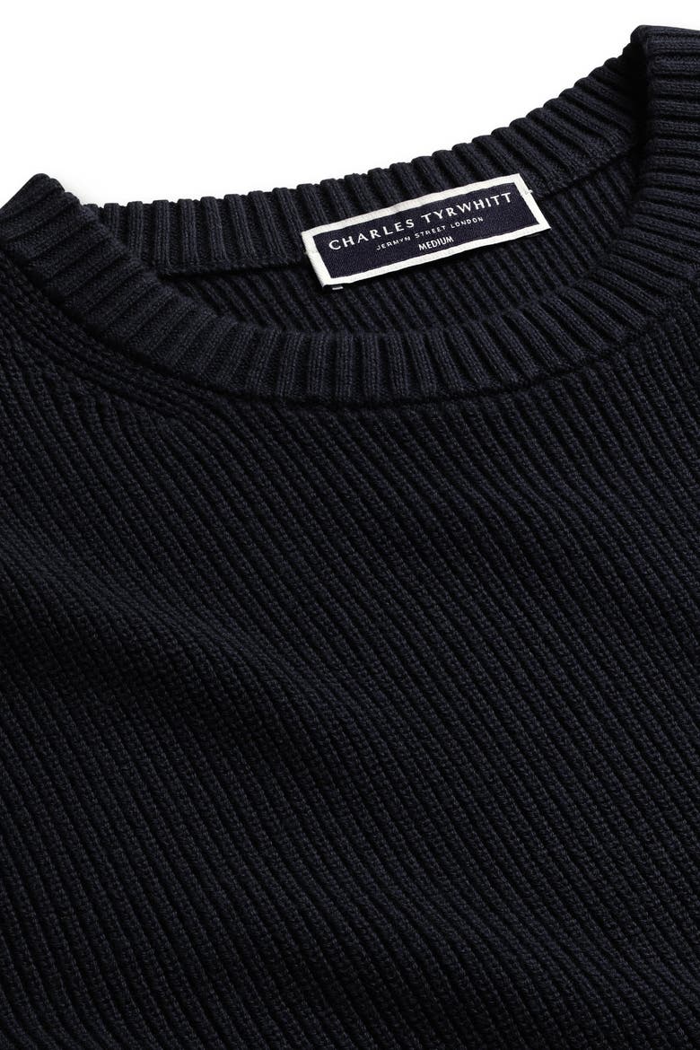 Cotton Rib Crew Neck Sweater, Alternate, color, Navy Blue