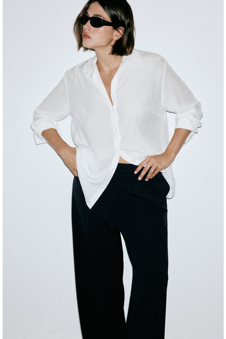 Pinstripe Pleated Pants, Alternate, color, NAVY