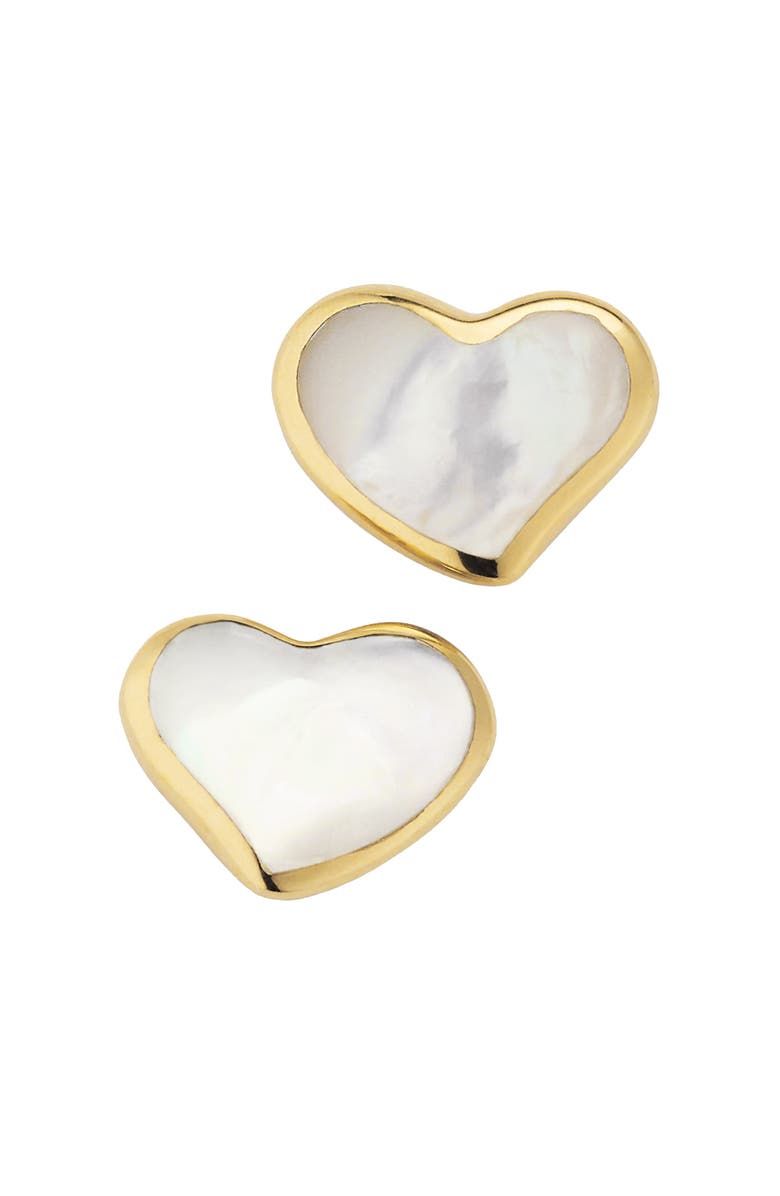 Jan Leslie Heart Stud Earring Set In Sterling With 18K Gold Overlay, Main, color, White
