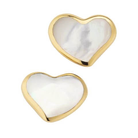 Heart Stud Earring Set In Sterling With 18K Gold Overlay