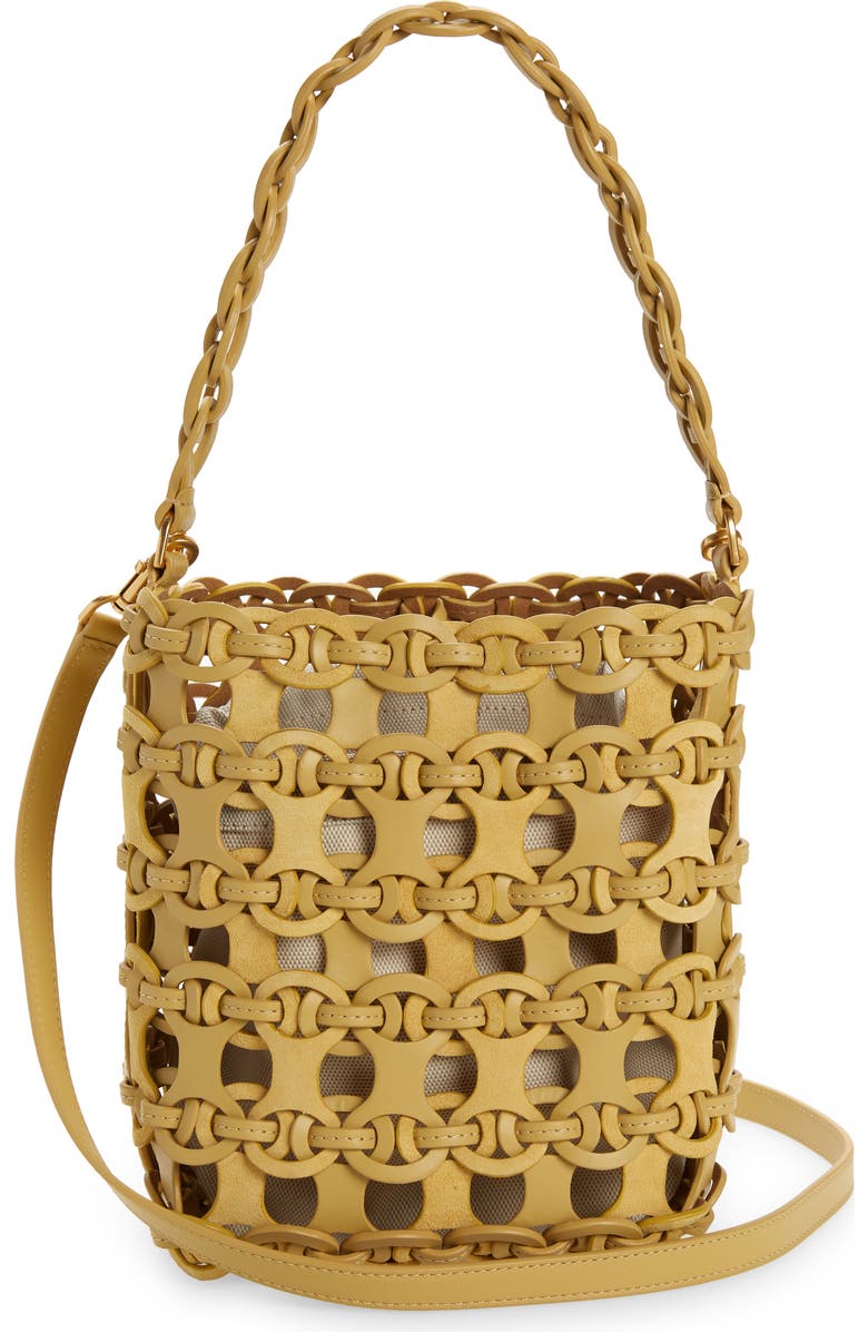 Tory Burch McGraw Small Woven Leather Bucket Bag, Alternate, color,
