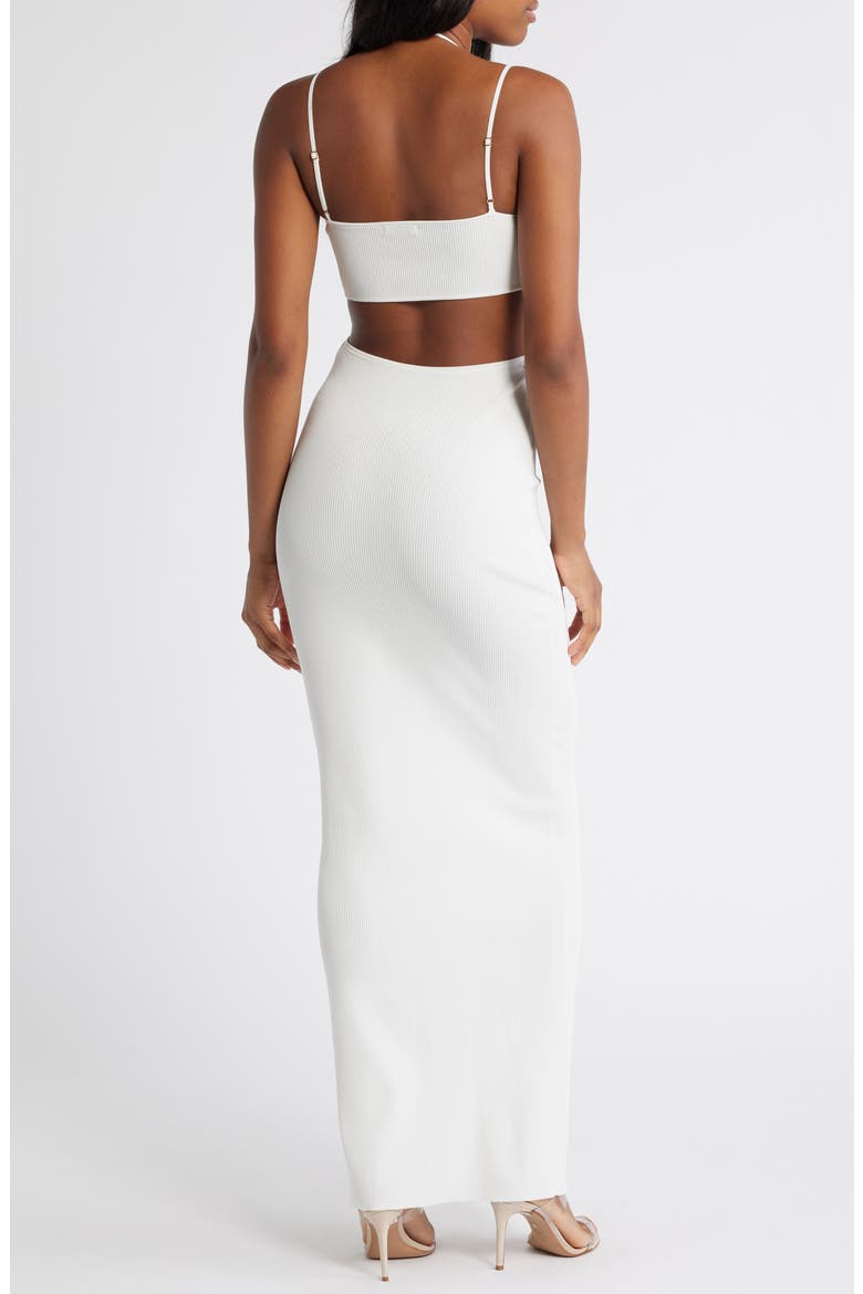 Strappy Cutout Rib Midi Dress, Alternate, color, WHITE