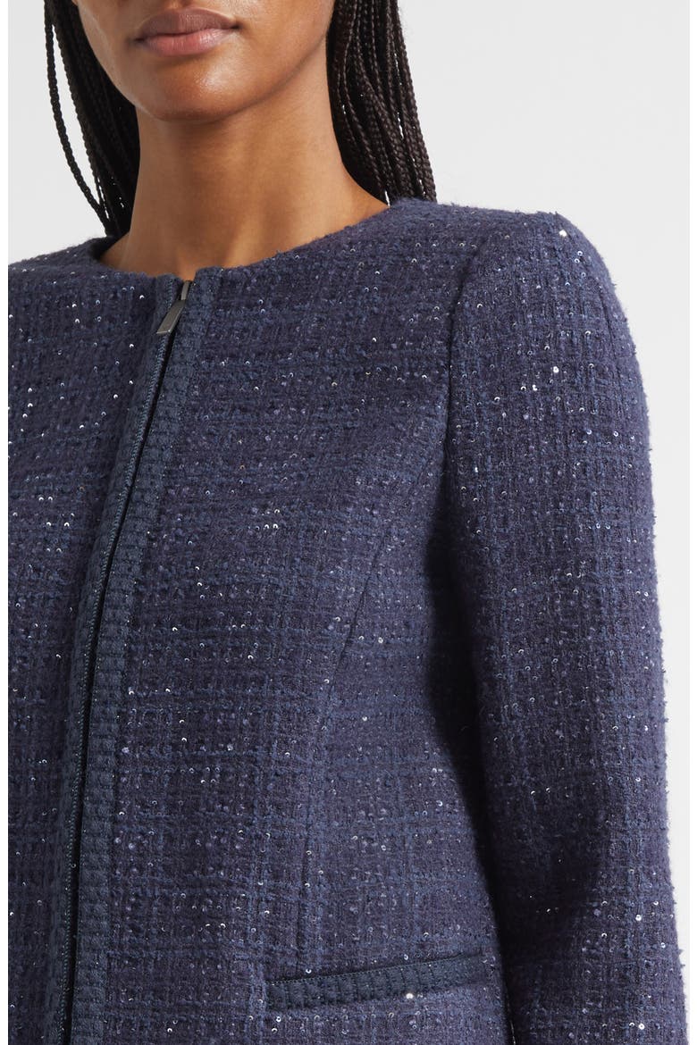 Tweed Metallic Zip-Up Jacket, Alternate, color, PURPLE