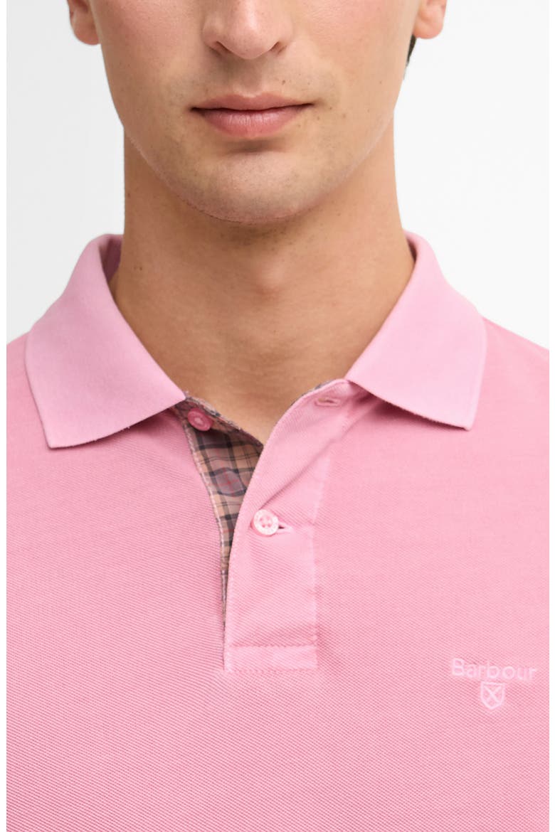 Tailored Fit Tartan Placket Cotton Piqué Polo, Alternate, color, WASHED PINK