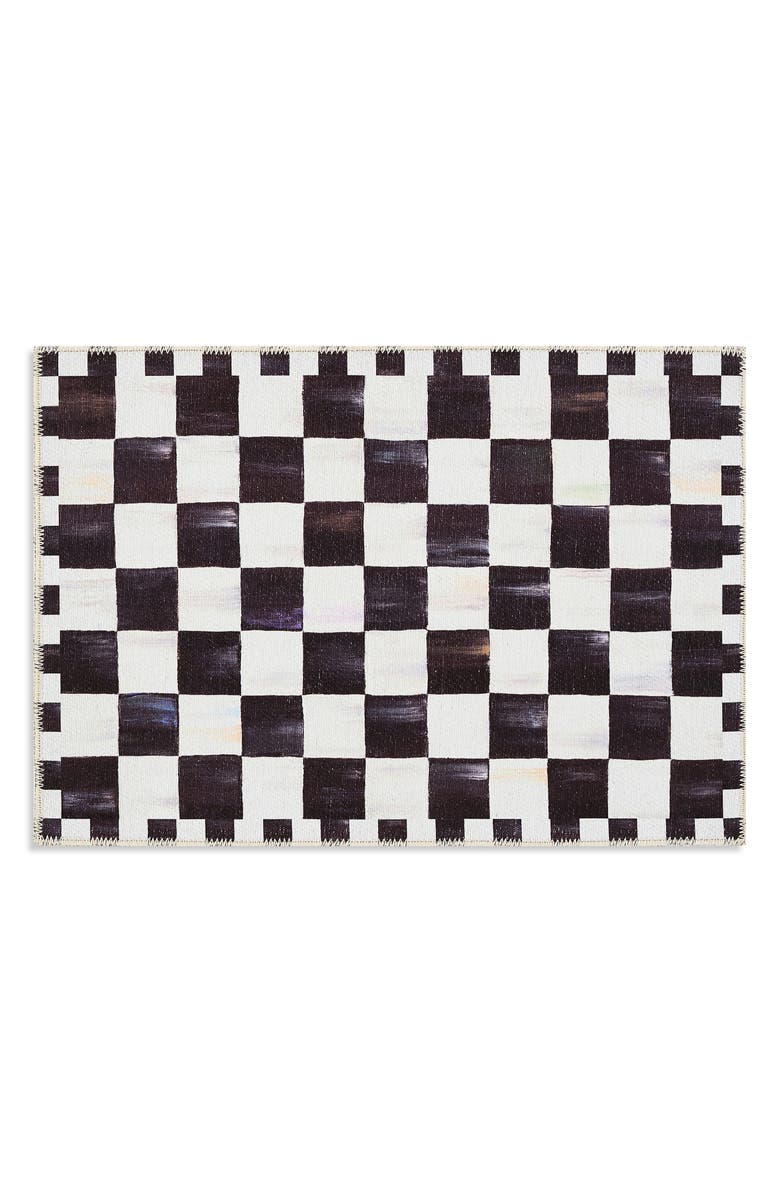 MACKENZIE CHILDS Courtly Checkered Machine Washable Rug, Main, color, Black