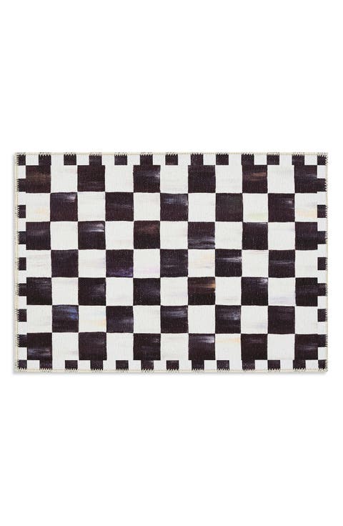 Courtly Checkered Machine Washable Rug