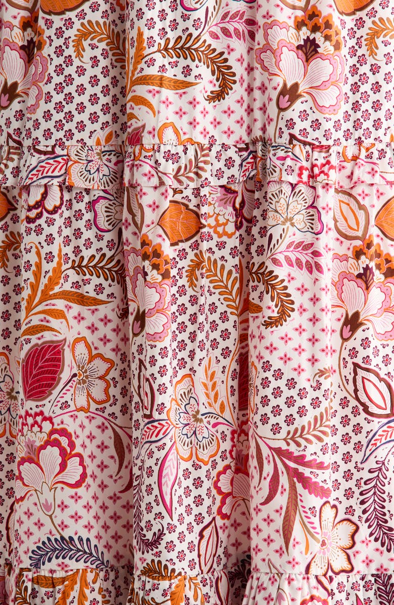 SUGARLIPS Hendry Floral Palmer Tiered Cotton Maxi Dress, Alternate, color, Cream-Mult