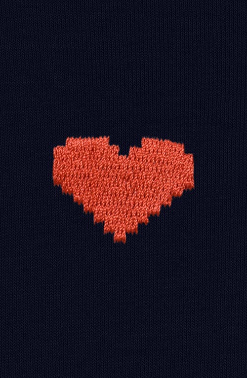 Dalix Pixel Heart Cropped Hoodie In Navy Blue