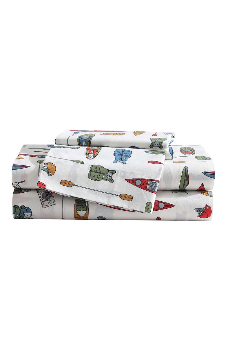 Eddie Bauer Kayak Adventure Twin Cotton Percale Sheet Set, Main, color, Red