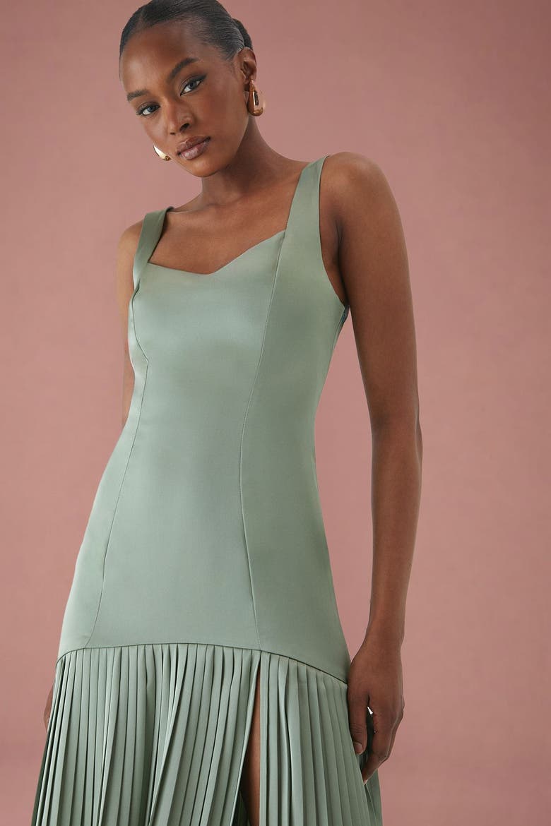 Premium Pleated Skirt Bridesmaid Dress, Alternate, color, Sage