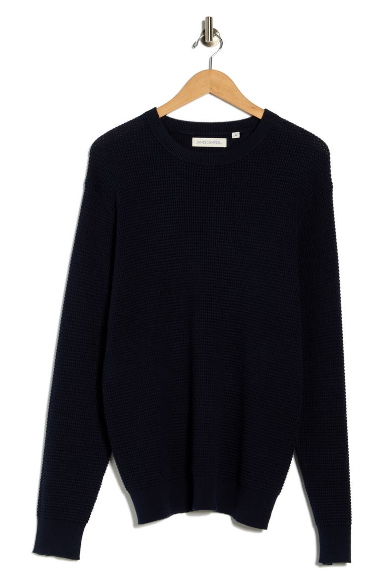 Spauding Waffle Knit Sweater, Alternate, color, NAVY