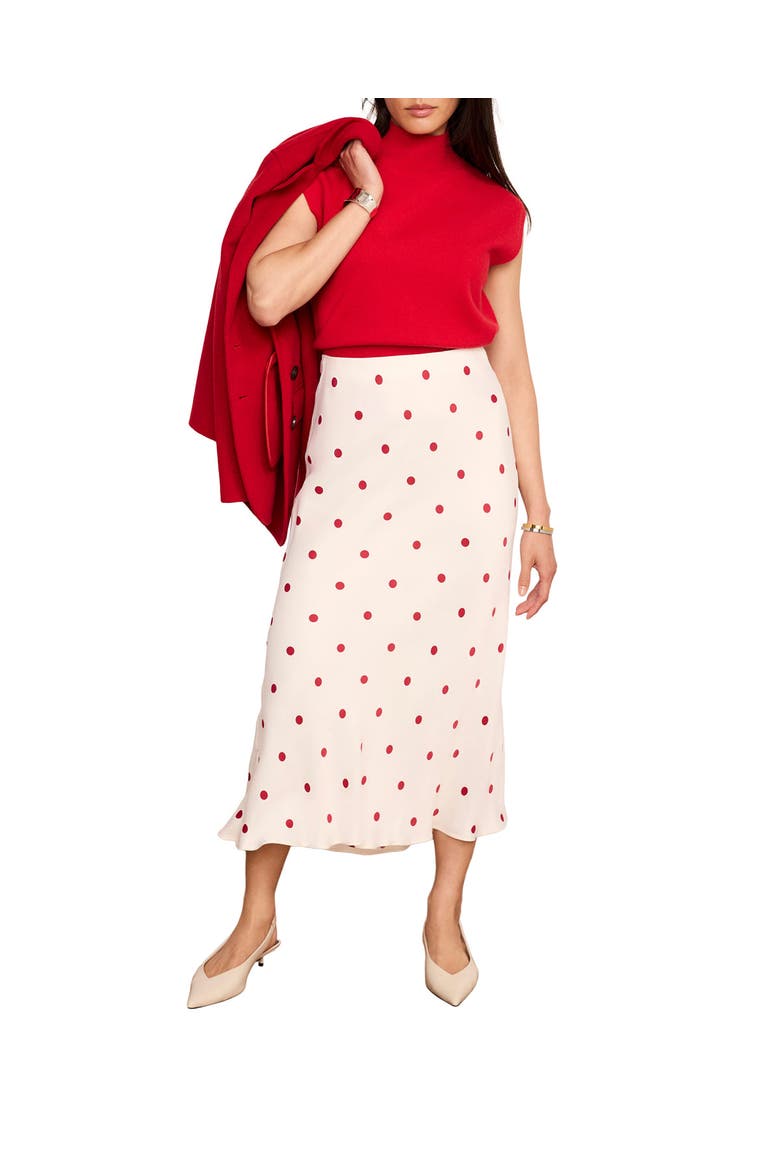 Polka Dot Slip Skirt, Main, color, Red