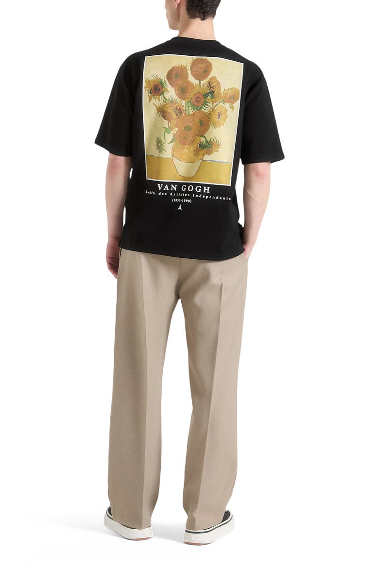 Sunflowers Van Gogh Cotton T-Shirt, Alternate, color, Black