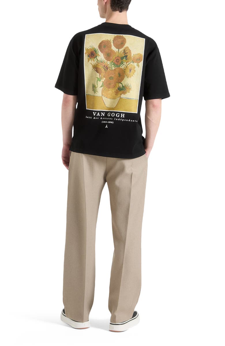 Manière De Voir Sunflowers Van Gogh Cotton T-Shirt, Alternate, color, Black