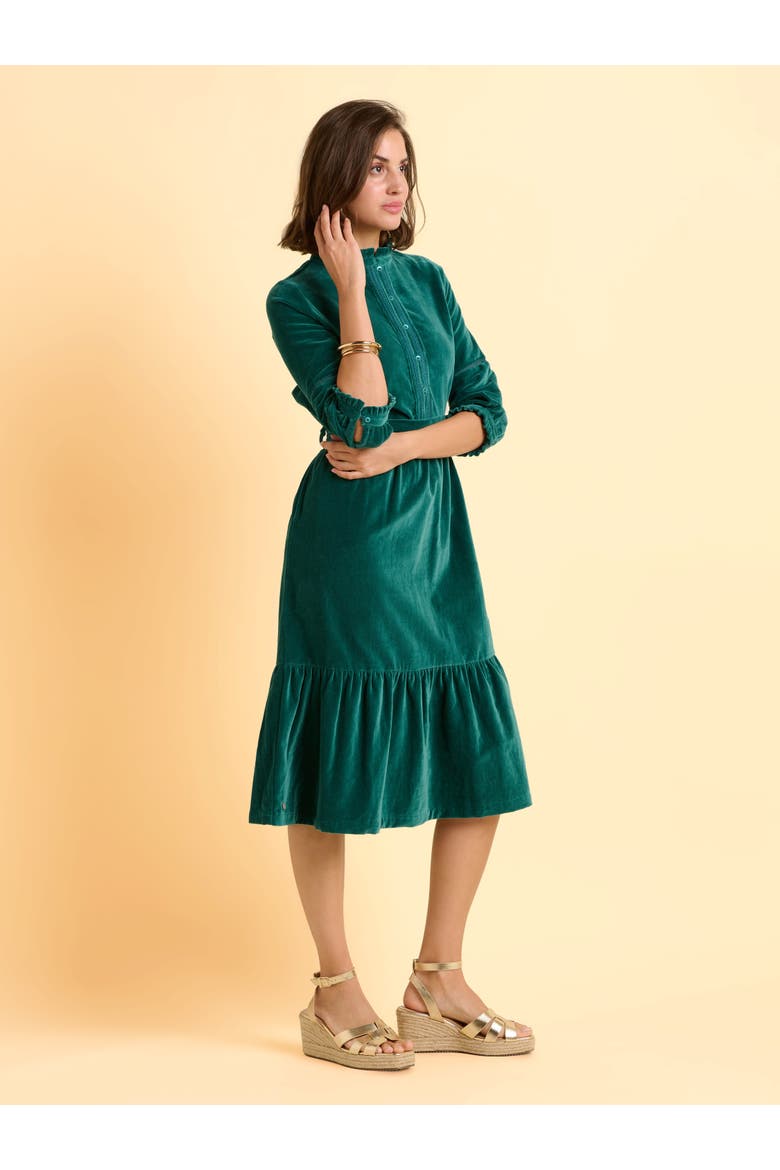 Starry 3/4 Sleeve High Neck Midi Dress, Alternate, color, Turquoise