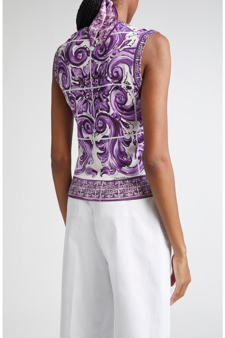 Majolica Print Silk Sweater, Alternate, color, H25DQ MAIOLICA 1L VIOLA
