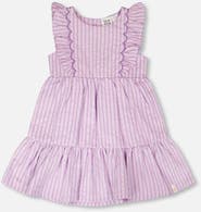 Deux par Deux Sleeveless Flutter Ruffles Striped Dress