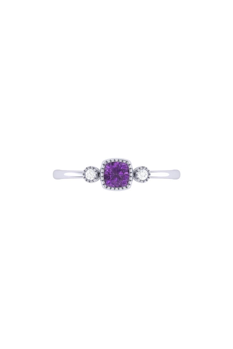 Cushion Cut Amethyst & Diamond Ring, Alternate, color, 14K WHITE GOLD