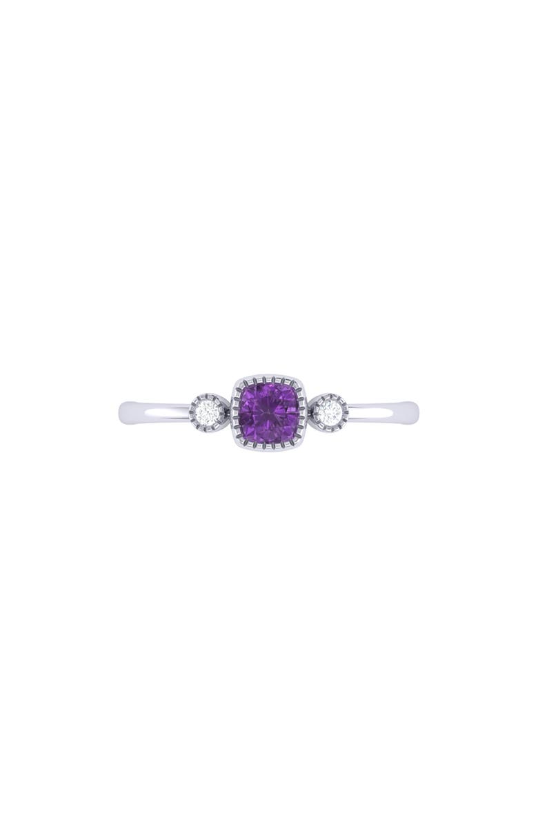 LuvMyJewelry Cushion Cut Amethyst & Diamond Ring, Alternate, color, 14K White Gold