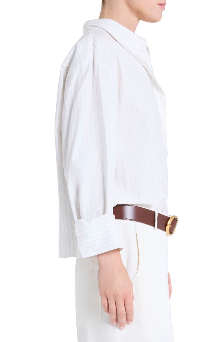 TWP Pinstripe Cotton Button-Up Shirt, Alternate, color, White Multi