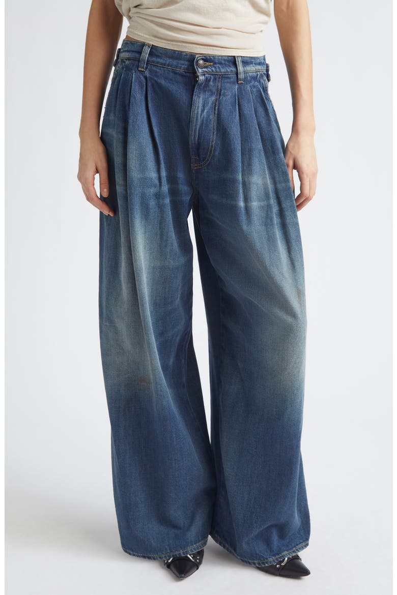 Triple Pleated Wide Leg Jeans, Main, color, BLEEKER INDIGO