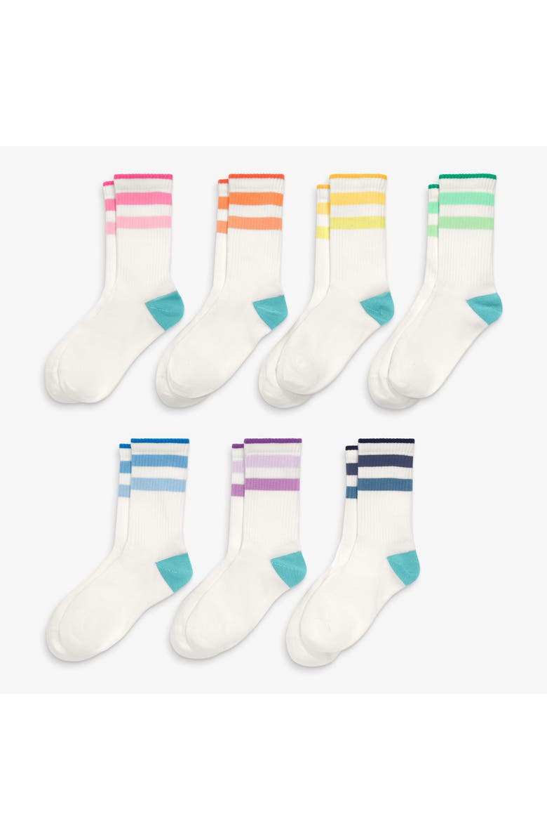 Primary Kids Rainbow Ringer Athletic Sock 7-Pack, Main, color, Tonal Rainbow Mix