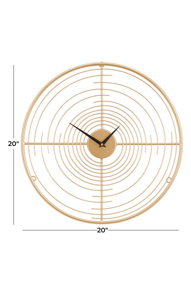 VIVIAN LUNE HOME Goldtone Metal Open Frame Swirl Wall Clock, Alternate, color, Gold