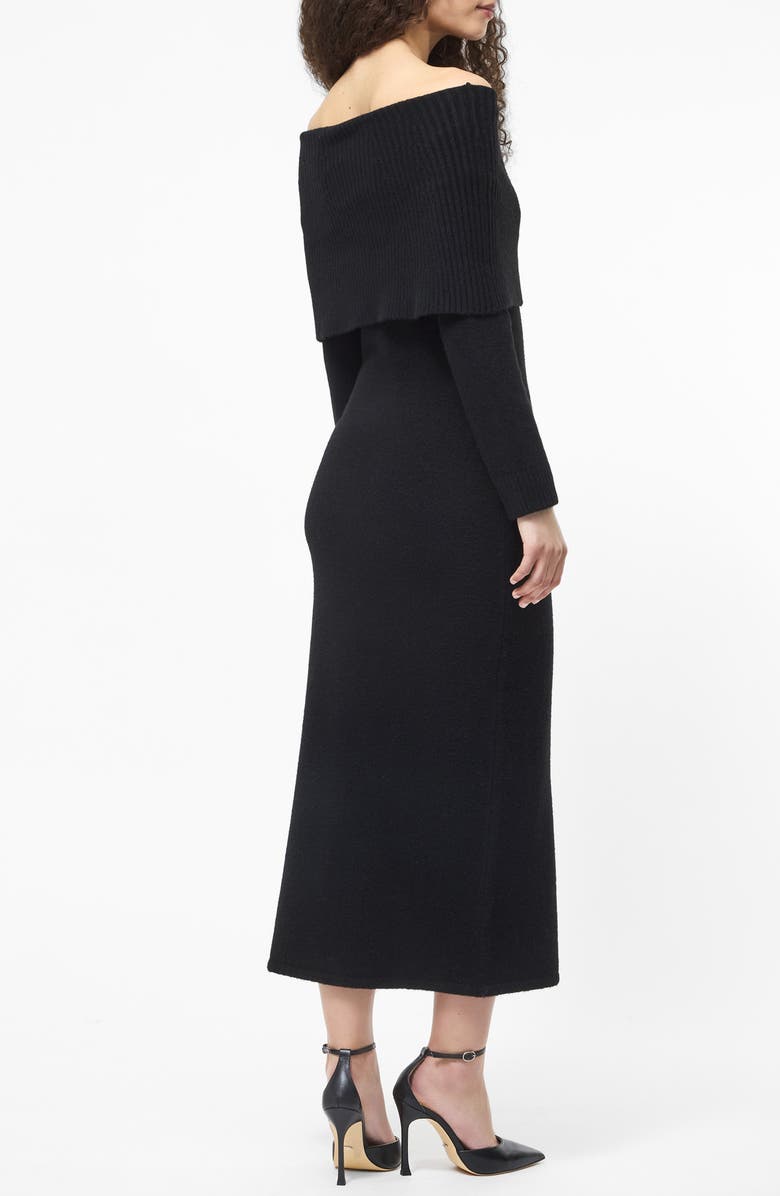 French Connection Emilia Off the Shoulder Long Sleeve Maxi Sweater Dress, Alternate, color, Black