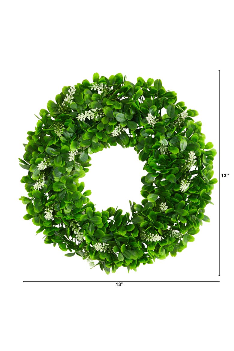 13-in Jasmine Artificial Wreath, Alternate, color, Green