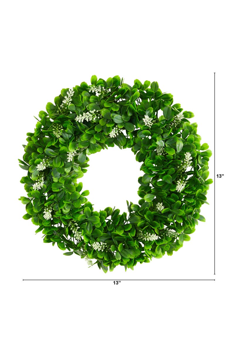 NEARLY NATURAL 13-in Jasmine Artificial Wreath, Alternate, color, Green