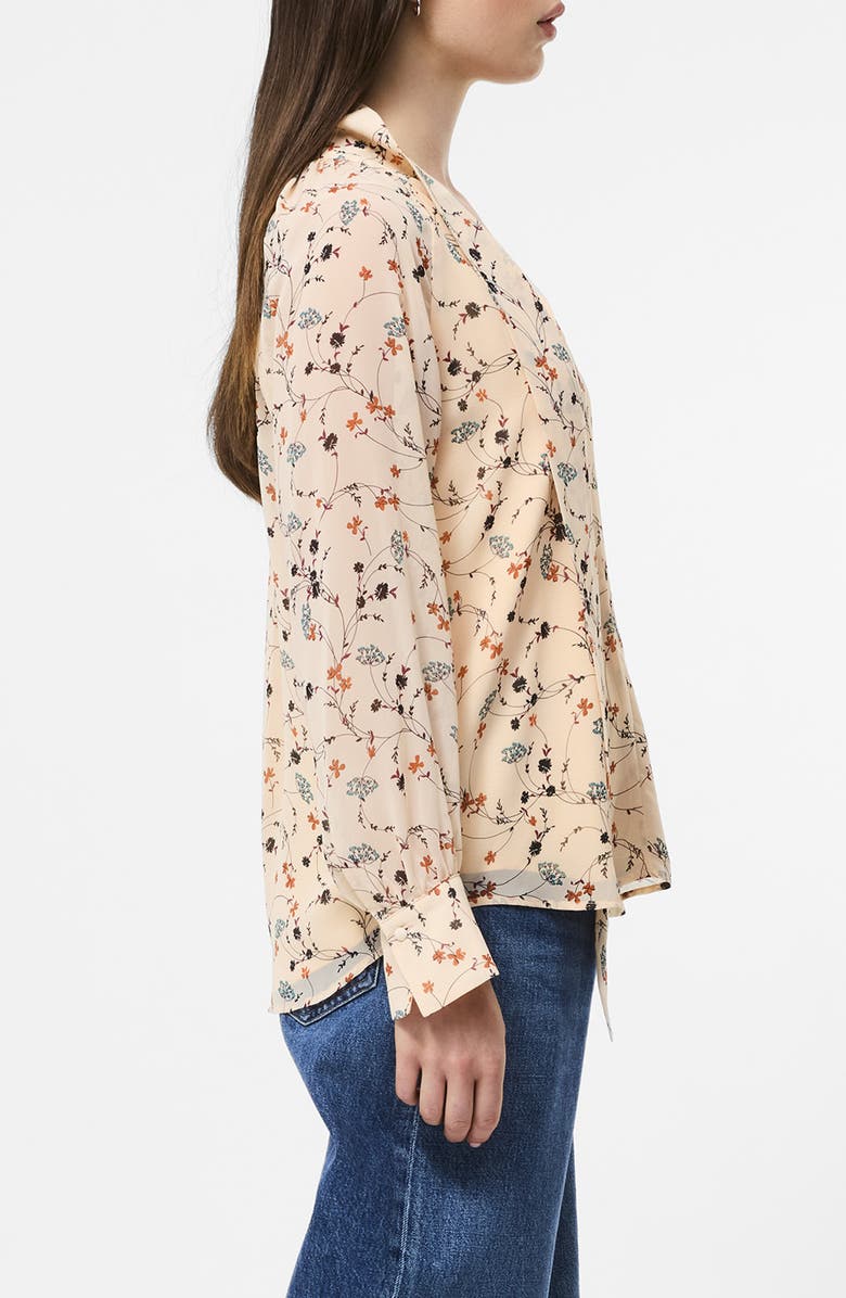 French Connection Leithia Floral Chiffon Tie Neck Top, Alternate, color, Bisque Multi