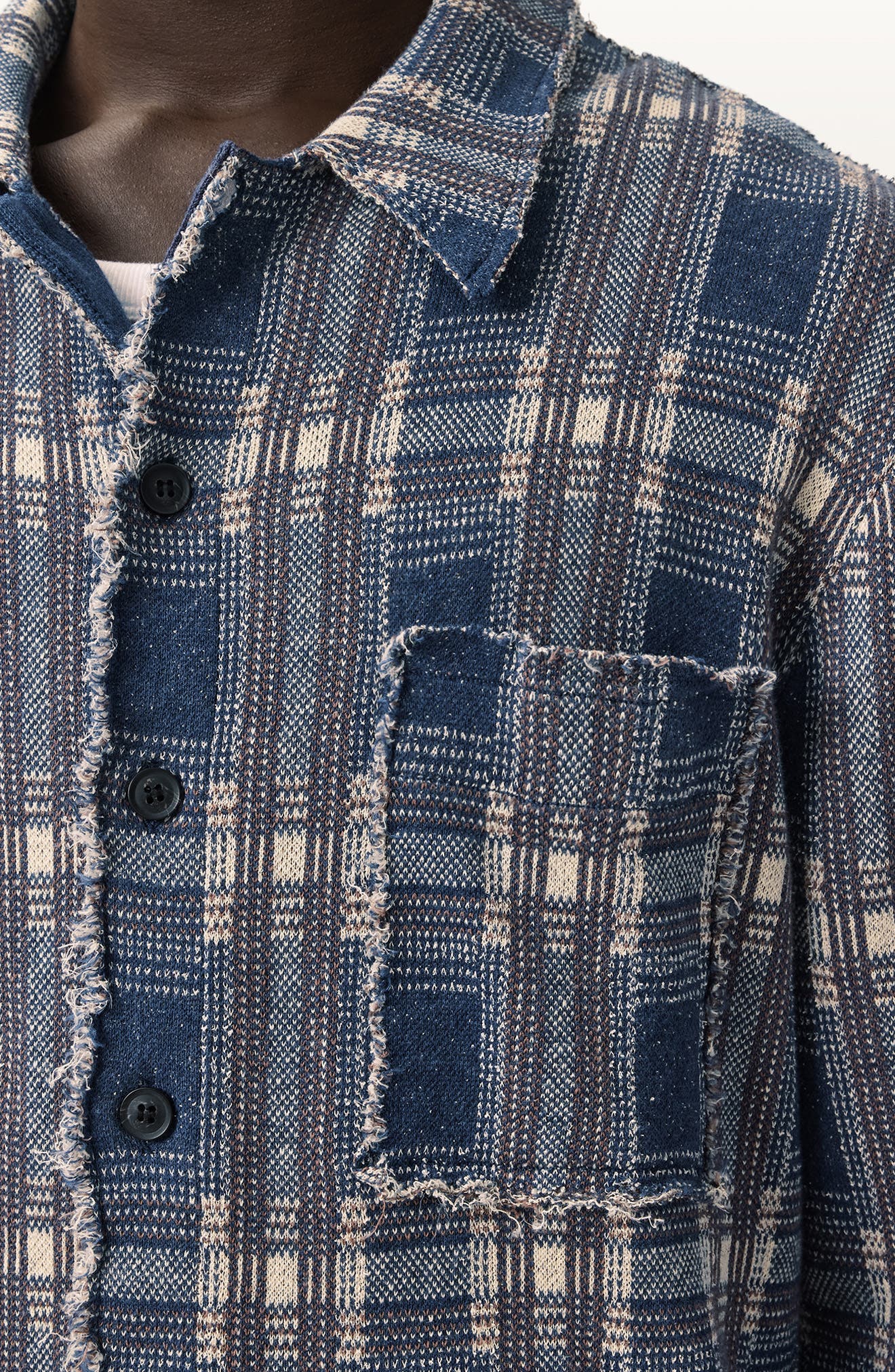 Troppo Plaid Frayed Trim Button-Up Shirt - image 2