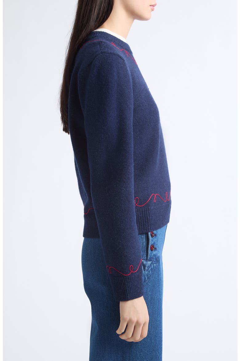 Cowboy Appliqué Alpaca & Merino Wool Sweater, Alternate, color, NAVY
