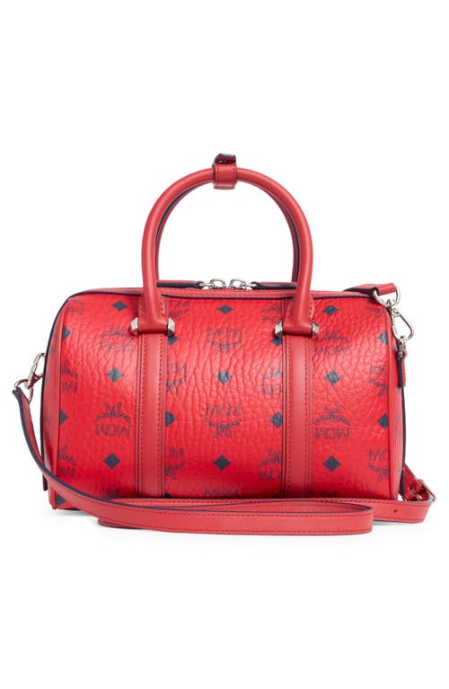 Mcm Aren Visetos Barrel Bag In Candy Red