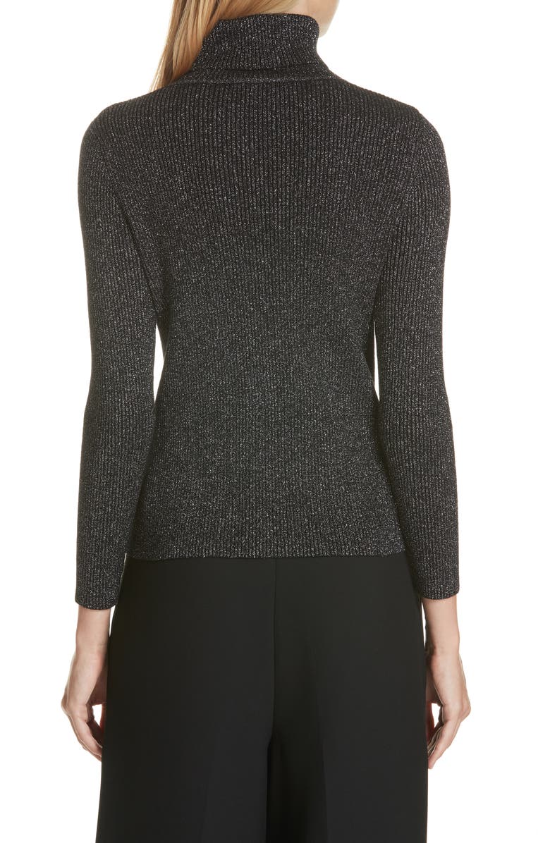 Robert Rodriguez Metallic Ribbed Turtleneck Sweater, Alternate, color,