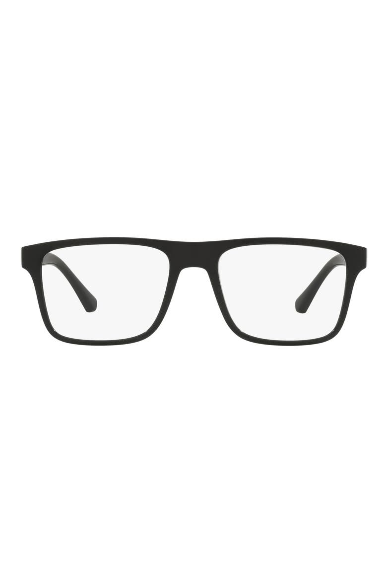 54mm Rectangular Optical Glasses, Main, color, SHINY BLACK / CLEAR