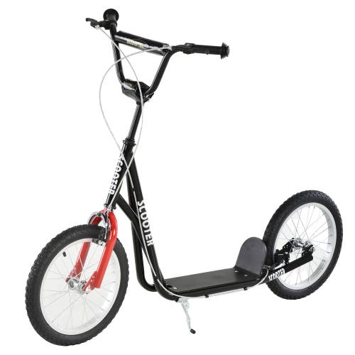 Aosom Youth Kick Scooter with Adjustable Handlebar, Dual Brakes, Inflatable Wheels in Black  product