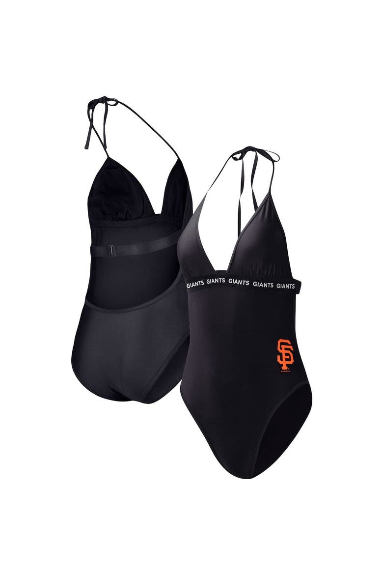 Women's G-III 4Her by Carl Banks Black San Francisco Giants Full Count One-Piece Swimsuit, Main, color, Black