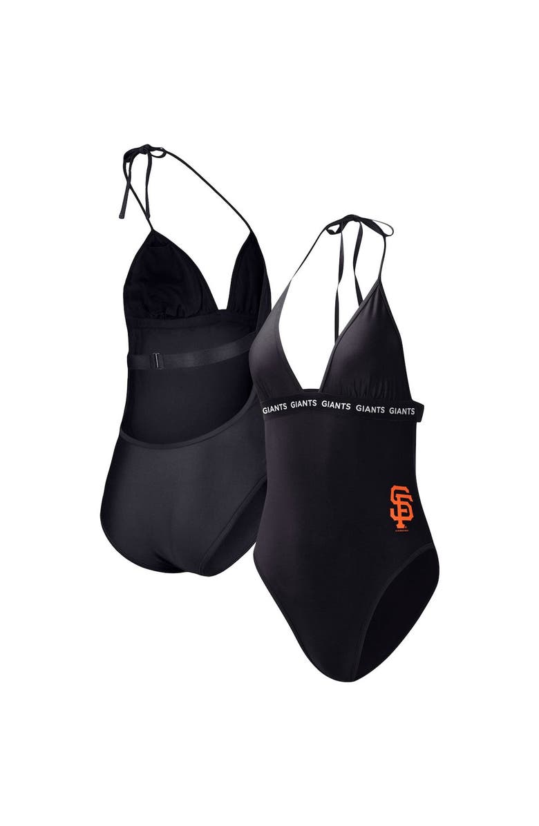 G-III 4HER BY CARL BANKS Women's G-III 4Her by Carl Banks Black San Francisco Giants Full Count One-Piece Swimsuit, Main, color, Black