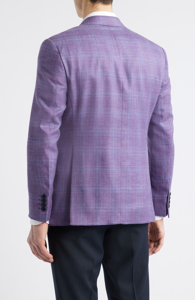 Emporio Armani Purple Plaid Wool & Silk Blend Sport Coat, Alternate, color, Solid Light Pastel Purple