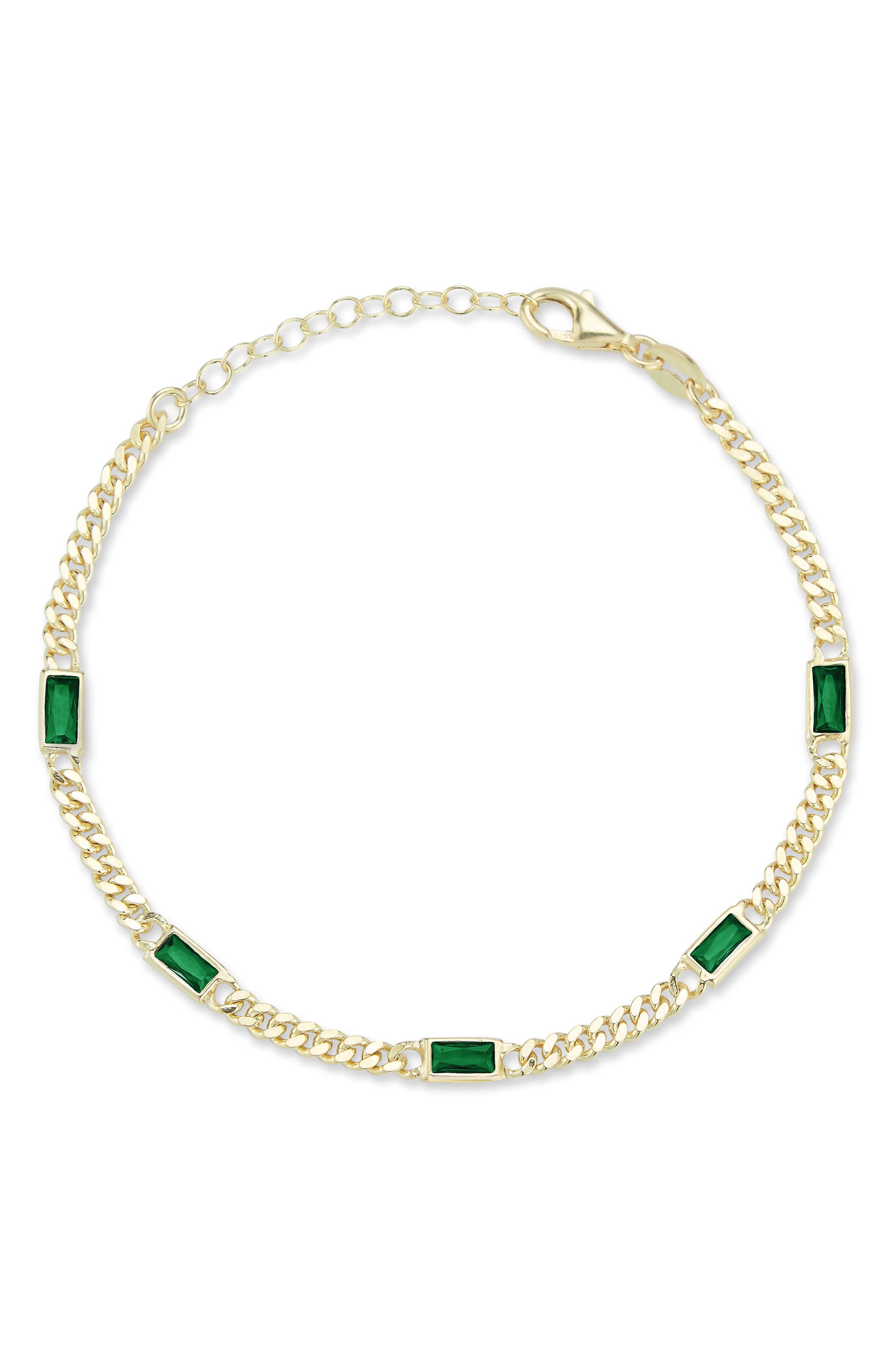 SPHERA MILANO 14K Gold Plate Sterling Silver Curb CZ Station Bracelet